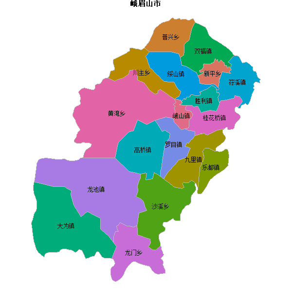 峨眉山市乡镇地图shp数据WGS84坐标系.shp