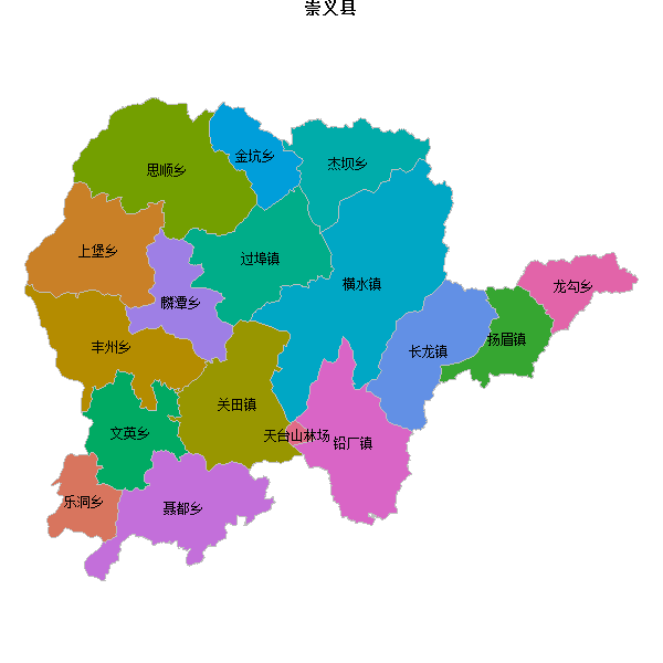 崇义县乡镇地图shp数据WGS84坐标系.shp