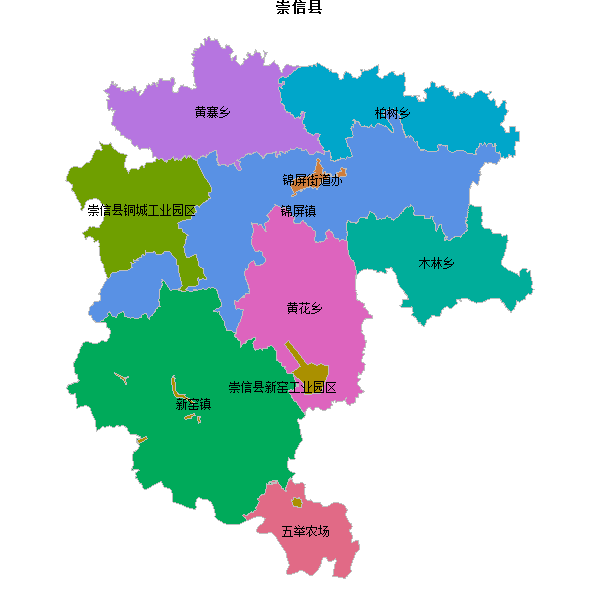 崇信县乡镇地图shp数据WGS84坐标系.shp