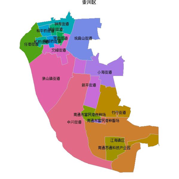 崇川区乡镇地图shp数据WGS84坐标系.shp