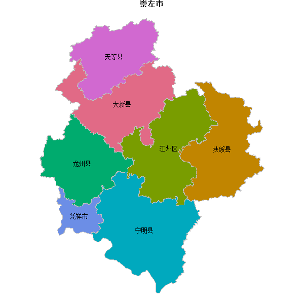 崇左市地图shp数据WGS84坐标系.shp