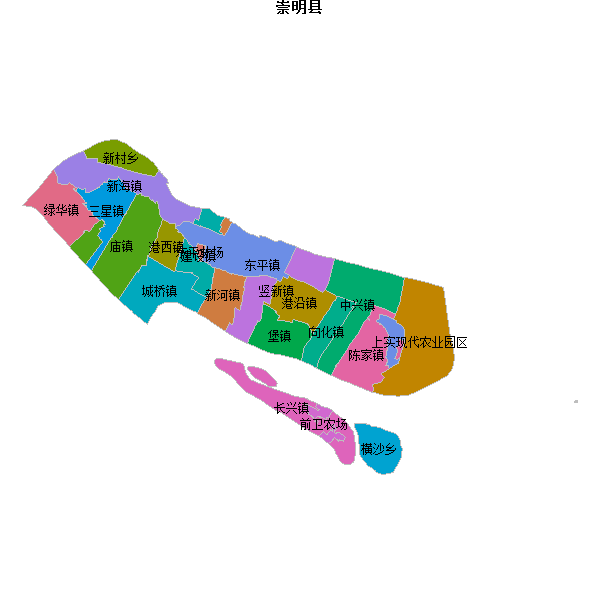 崇明县乡镇地图shp数据WGS84坐标系.shp