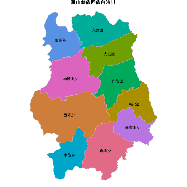 巍山彝族回族自治县乡镇地图shp数据WGS84坐标系.shp