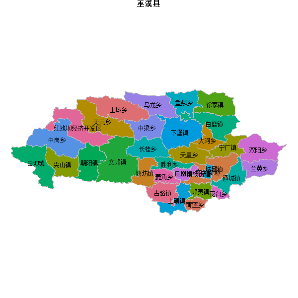 巫溪县乡镇地图shp数据WGS84坐标系.shp