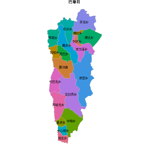 巴塘县乡镇地图shp数据WGS84坐标系.shp