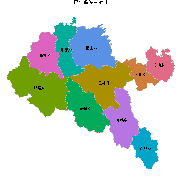 巴马瑶族自治县乡镇地图shp数据WGS84坐标系.shp