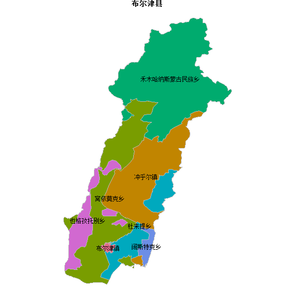 布尔津县乡镇地图shp数据WGS84坐标系.shp