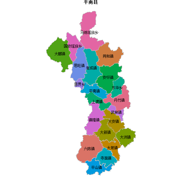 平南县乡镇地图shp数据WGS84坐标系.shp