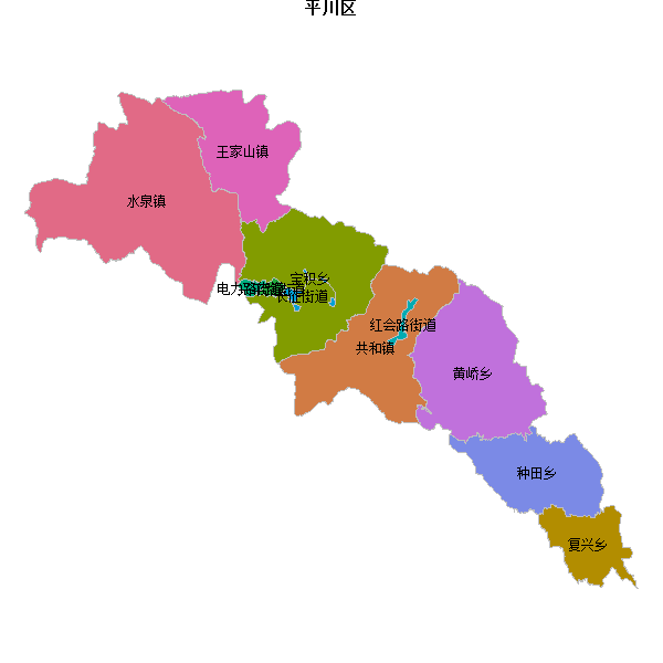 平川区乡镇地图shp数据WGS84坐标系.shp