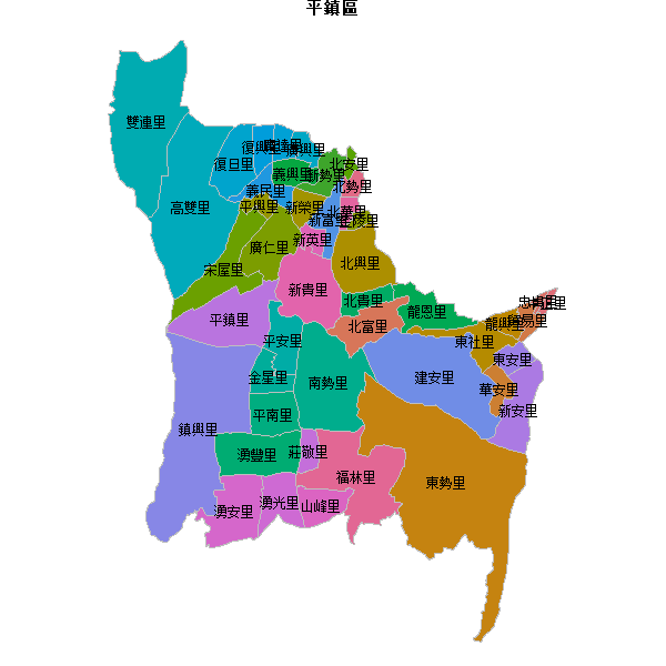 平鎮區乡镇地图shp数据WGS84坐标系.shp