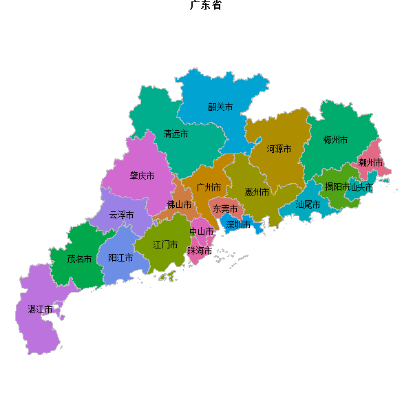 广东省地图shp数据WGS84坐标系.shp