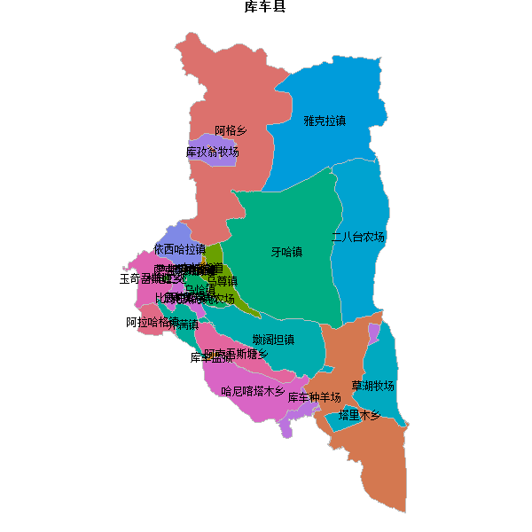库车县乡镇地图shp数据WGS84坐标系.shp