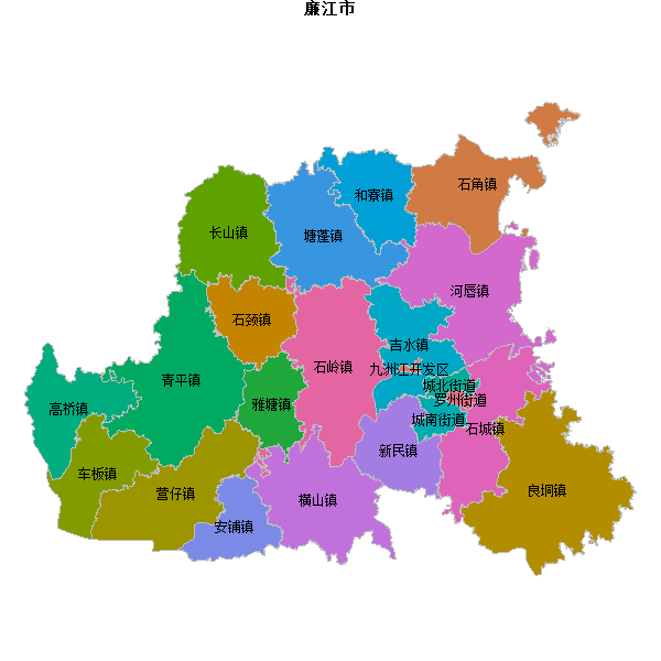 廉江市乡镇地图shp数据WGS84坐标系.shp
