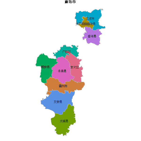 廊坊市地图shp数据WGS84坐标系.shp