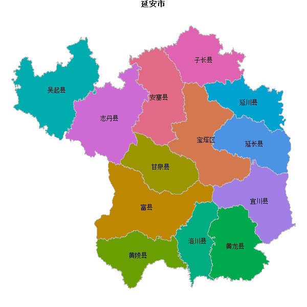 延安市地图shp数据WGS84坐标系.shp