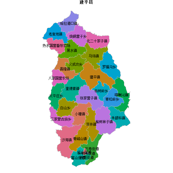 建平县乡镇地图shp数据WGS84坐标系.shp