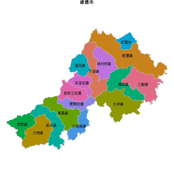 建德市乡镇地图shp数据WGS84坐标系.shp