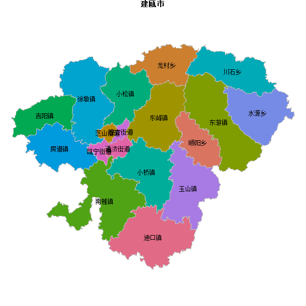 建瓯市乡镇地图shp数据WGS84坐标系.shp