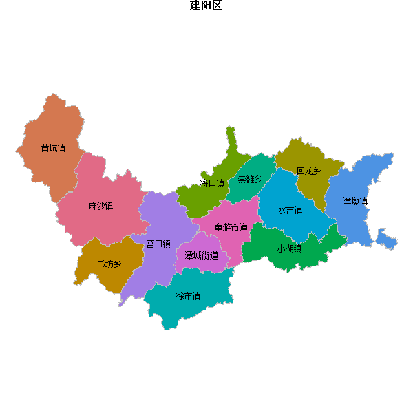 建阳区乡镇地图shp数据WGS84坐标系.shp