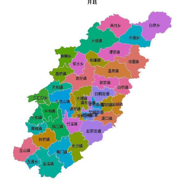 开县乡镇地图shp数据WGS84坐标系.shp