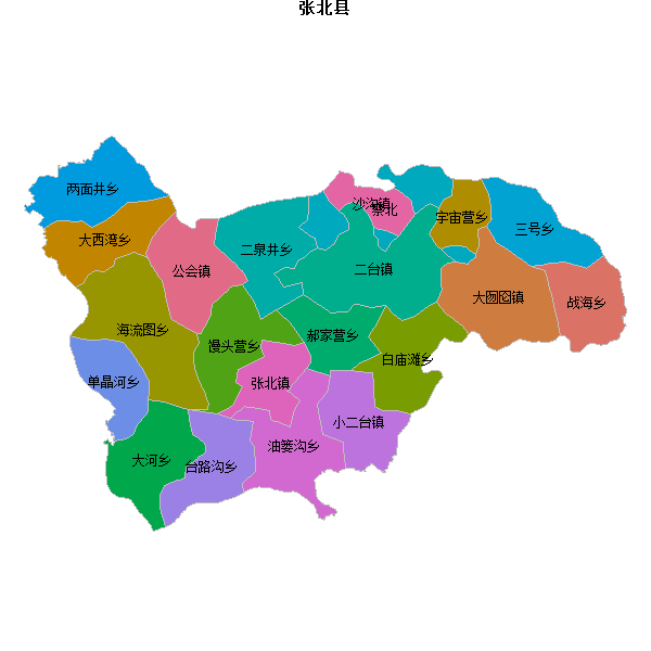 张北县乡镇地图shp数据WGS84坐标系.shp