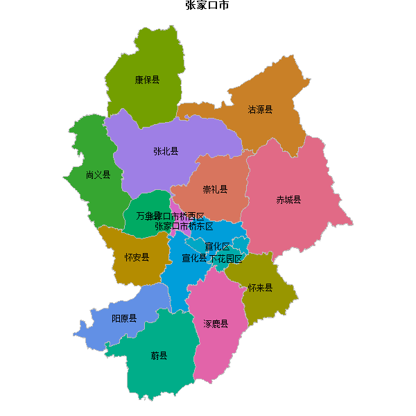 张家口市地图shp数据WGS84坐标系.shp