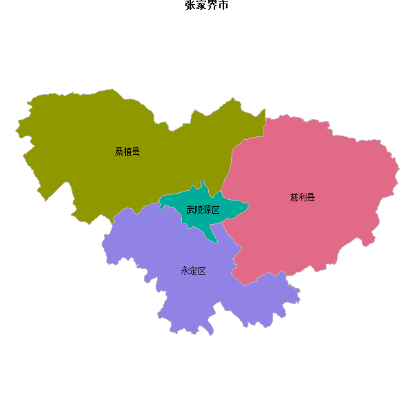 张家界市地图shp数据WGS84坐标系.shp