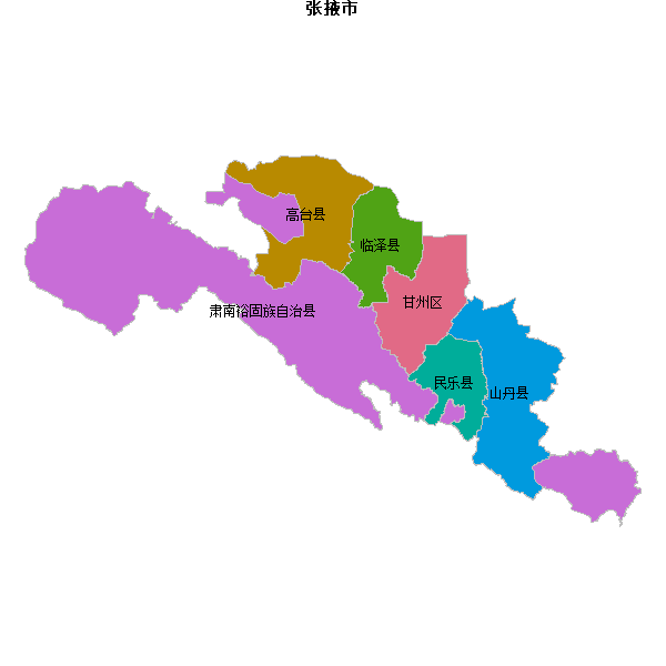 张掖市地图shp数据WGS84坐标系.shp