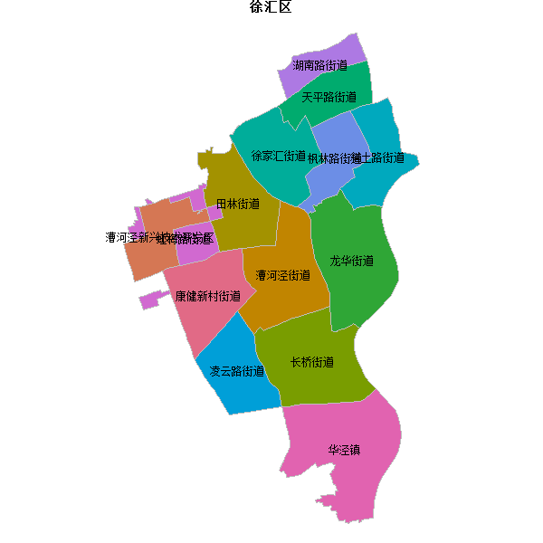 徐汇区乡镇地图shp数据WGS84坐标系.shp