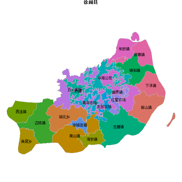 徐闻县乡镇地图shp数据WGS84坐标系.shp