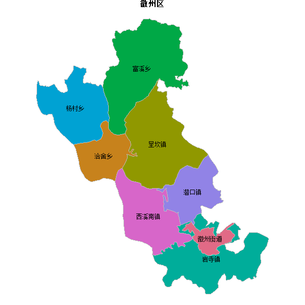 徽州区乡镇地图shp数据WGS84坐标系.shp