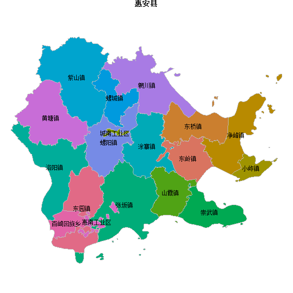 惠安县乡镇地图shp数据WGS84坐标系.shp