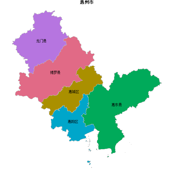 惠州市地图shp数据WGS84坐标系.shp