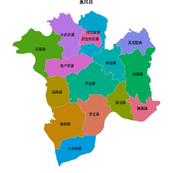 惠民县乡镇地图shp数据WGS84坐标系.shp