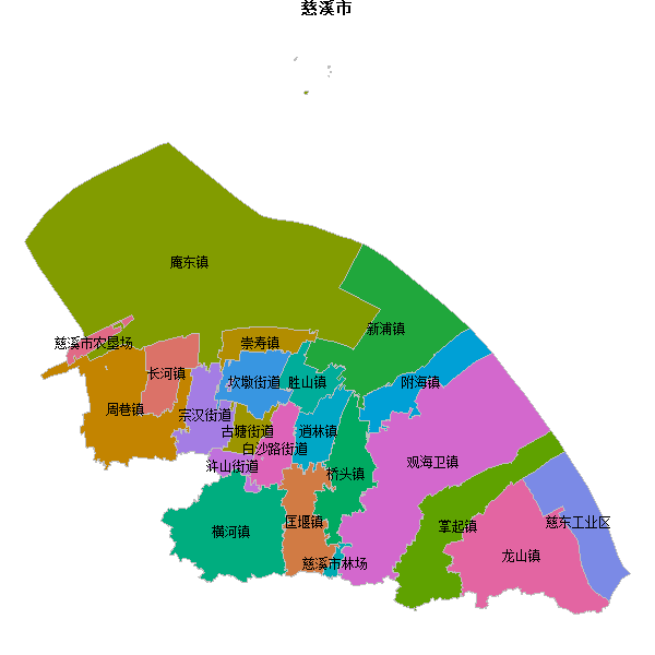 慈溪市乡镇地图shp数据WGS84坐标系.shp