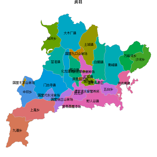 房县乡镇地图shp数据WGS84坐标系.shp