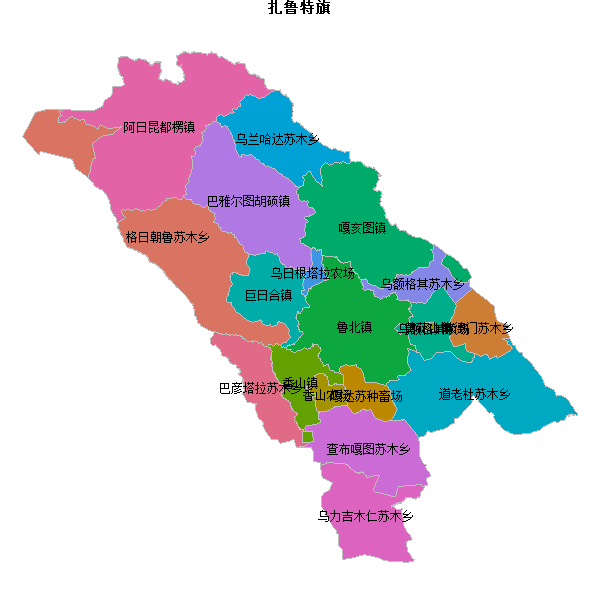 扎鲁特旗乡镇地图shp数据WGS84坐标系.shp