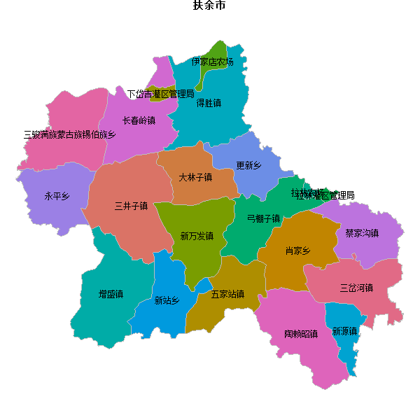 扶余市乡镇地图shp数据WGS84坐标系.shp