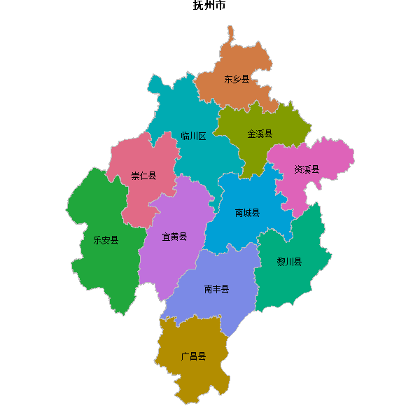 抚州市地图shp数据WGS84坐标系.shp