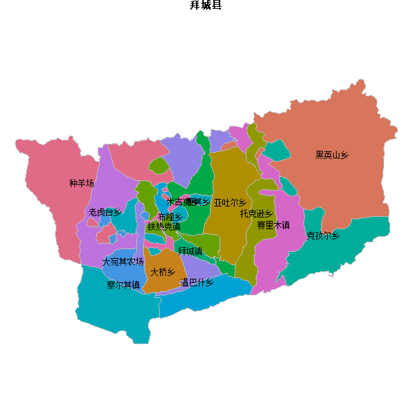 拜城县乡镇地图shp数据WGS84坐标系.shp