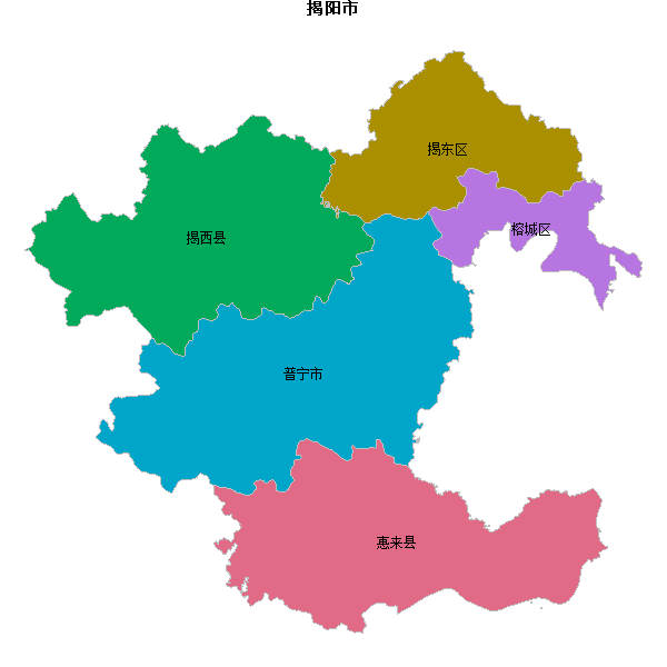 揭阳市地图shp数据WGS84坐标系.shp