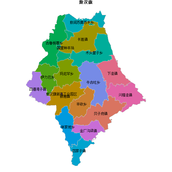 敖汉旗乡镇地图shp数据WGS84坐标系.shp