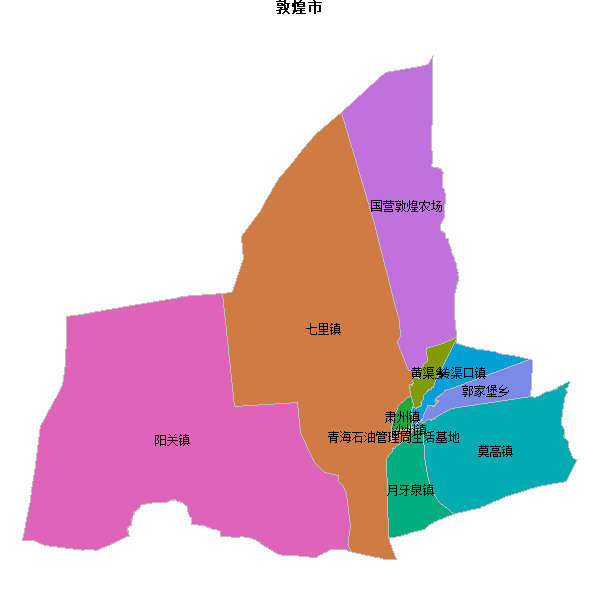 敦煌市乡镇地图shp数据WGS84坐标系.shp