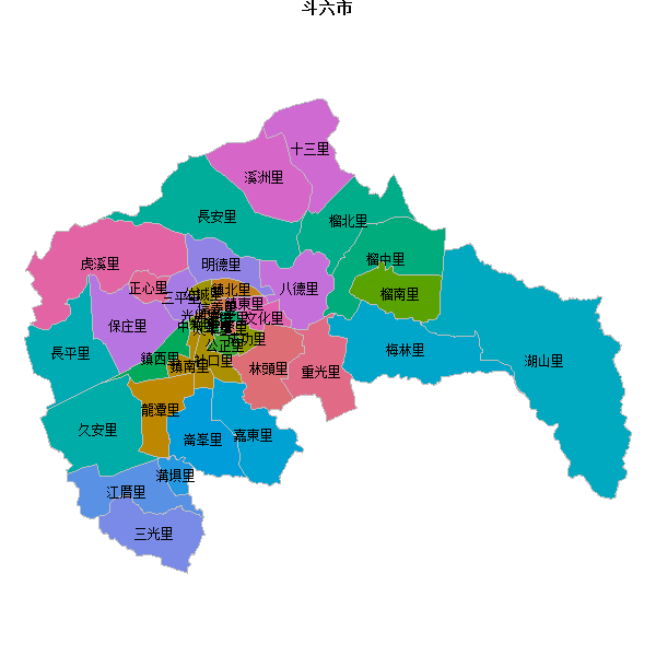 斗六市乡镇地图shp数据WGS84坐标系.shp