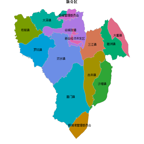 新会区乡镇地图shp数据WGS84坐标系.shp