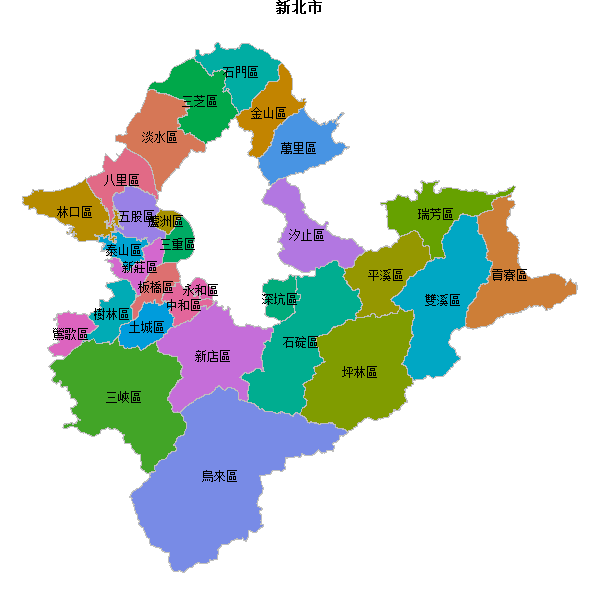新北市地图shp数据WGS84坐标系.shp