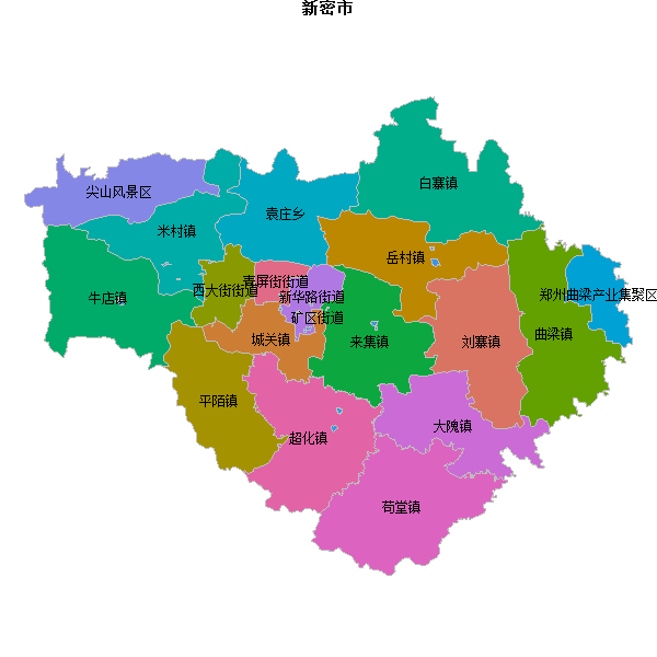 新密市乡镇地图shp数据WGS84坐标系.shp