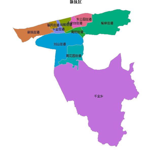 新抚区乡镇地图DWG数据WGS84坐标系.DWG