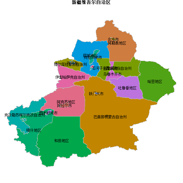 新疆维吾尔自治区地图shp数据WGS84坐标系.shp