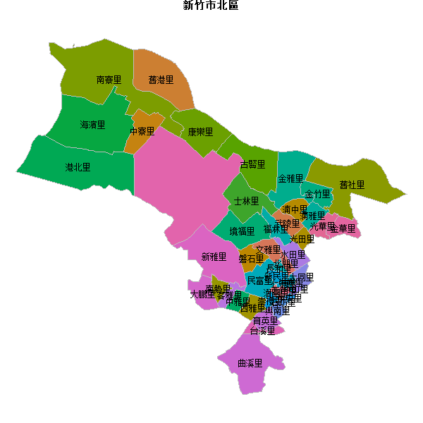 新竹市北區乡镇地图shp数据WGS84坐标系.shp